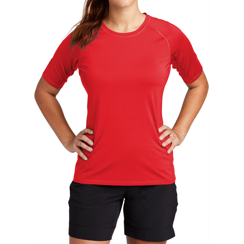 Women's Rashguard Tee UPF 50 Sun Protection Quick-Dry Stretch Jersey Breathable Swim Shirt-True Red