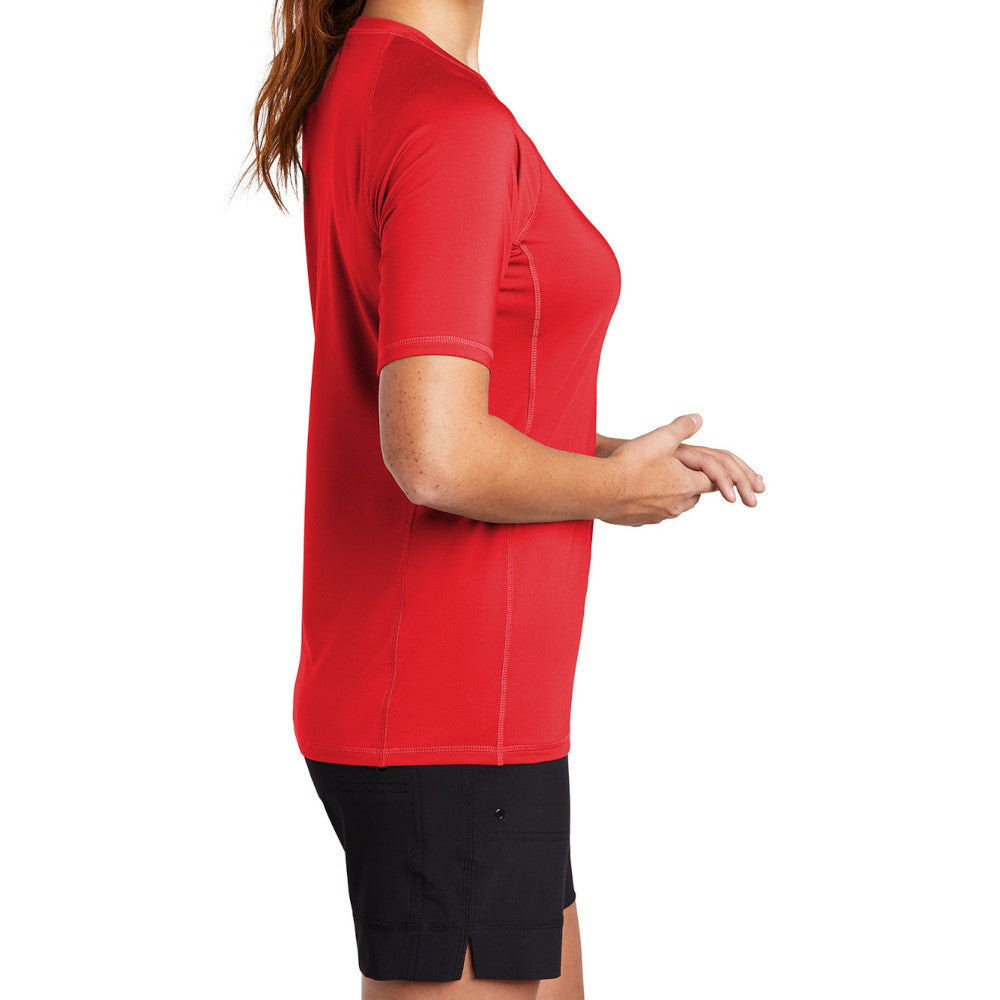 Women's Rashguard Tee UPF 50 Sun Protection Quick-Dry Stretch Jersey Breathable Swim Shirt-True Red
