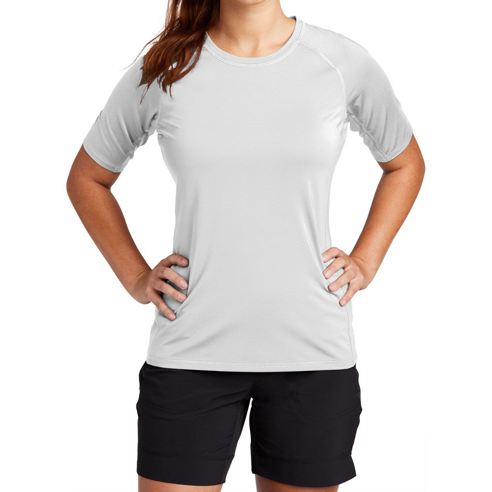 Women's Rashguard Tee UPF 50 Sun Protection Quick-Dry Stretch Jersey Breathable Swim Shirt-White