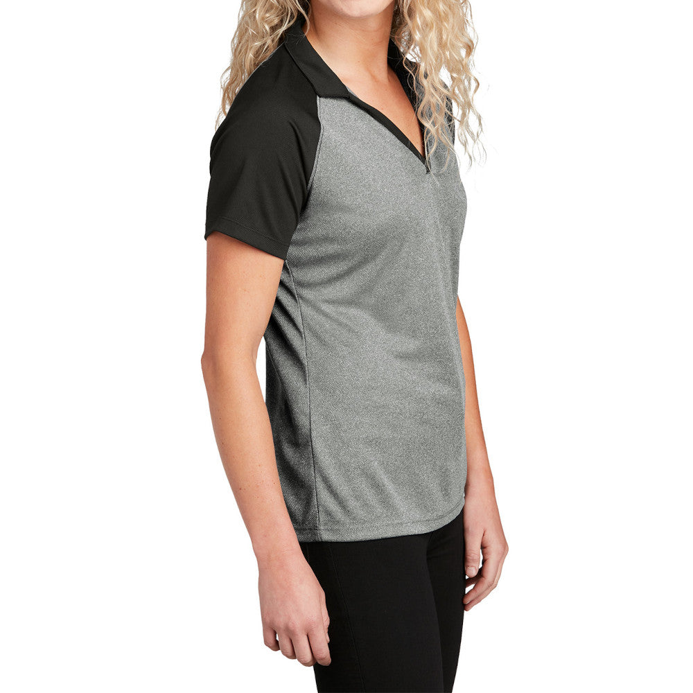 Women's PosiCharge RacerMesh Raglan Heather Block Polo Breathable, Moisture-Wicking, Modern Team Look