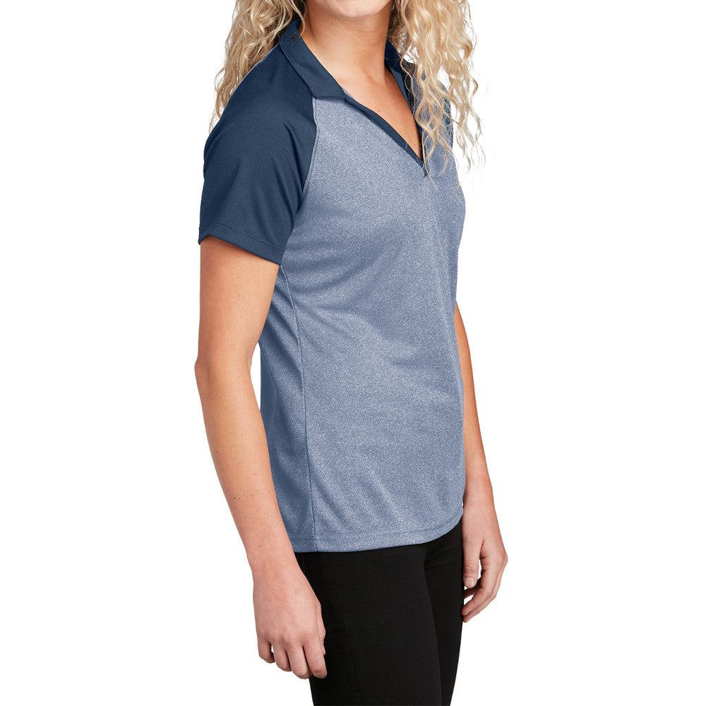 Women's PosiCharge RacerMesh Raglan Heather Block Polo Breathable, Moisture-Wicking, Modern Team Look
