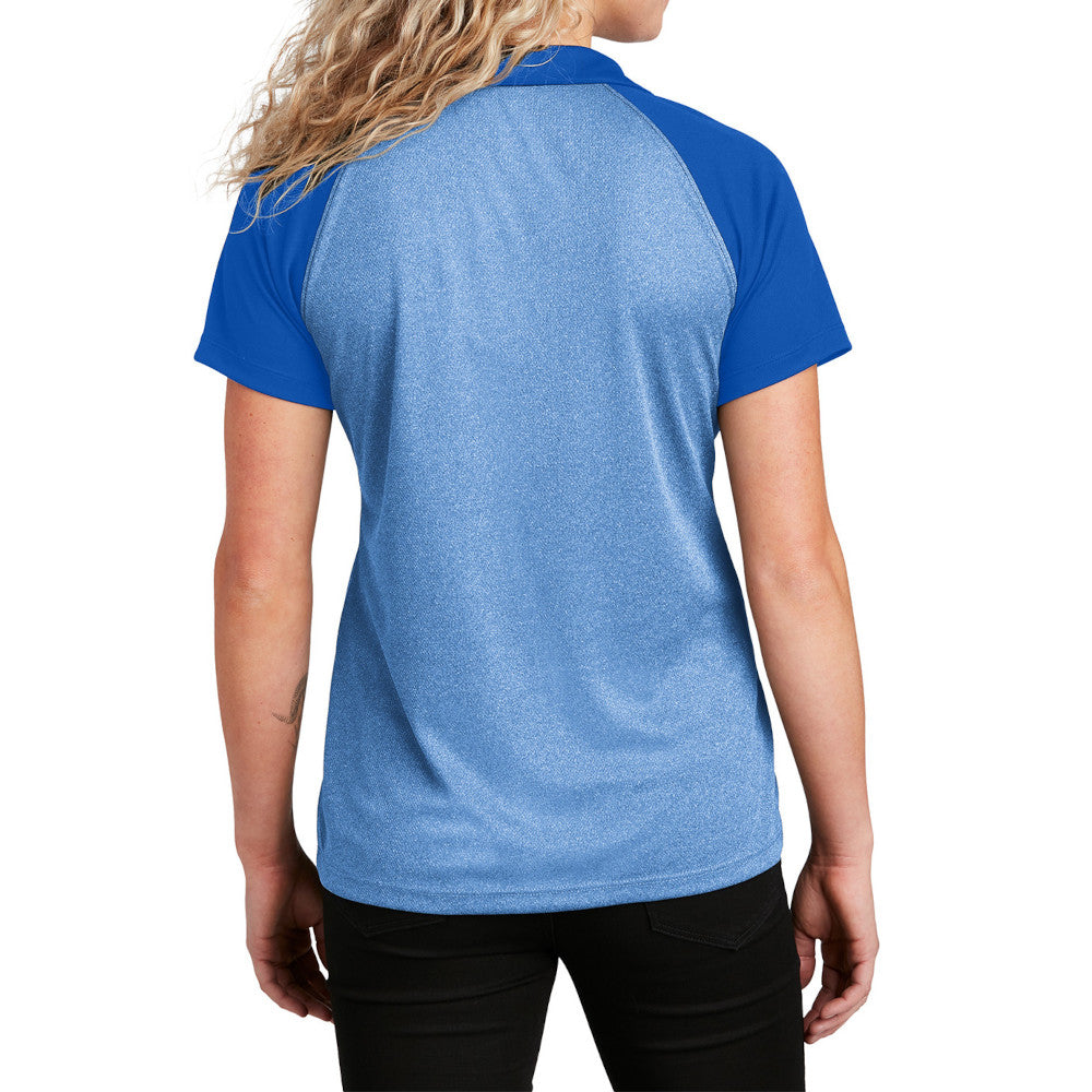 Women's PosiCharge RacerMesh Raglan Heather Block Polo Breathable, Moisture-Wicking, Modern Team Look