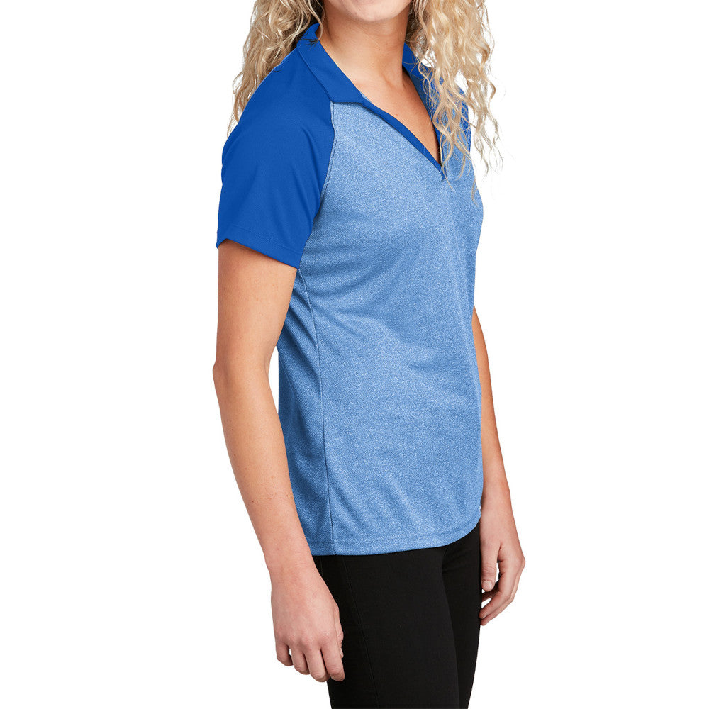 Women's PosiCharge RacerMesh Raglan Heather Block Polo Breathable, Moisture-Wicking, Modern Team Look