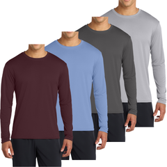 4-Pack Men's Long Sleeve Quick-Dry Performance T-shirts – UPF 50 Sun Protection
