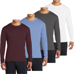 4-Pack Men's Long Sleeve Quick-Dry Performance T-shirts – UPF 50 Sun Protection