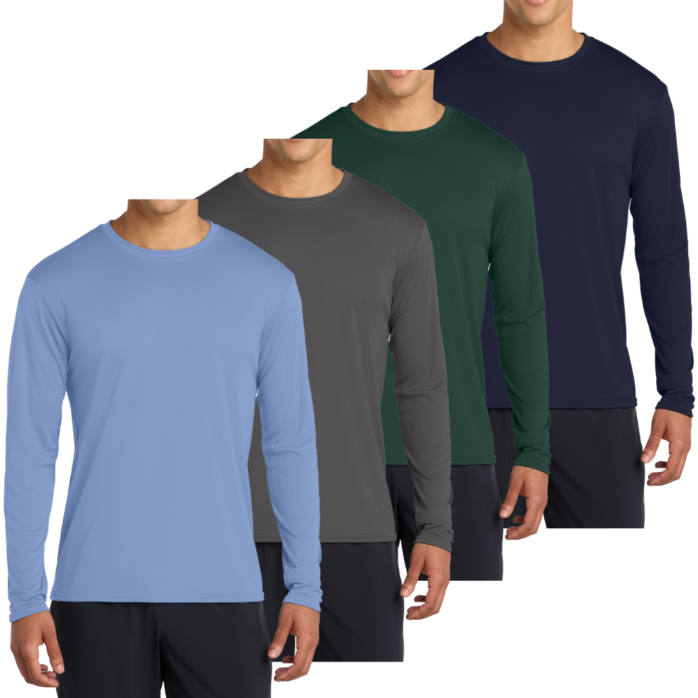 4-Pack Men's Long Sleeve Quick-Dry Performance T-shirts – UPF 50 Sun Protection