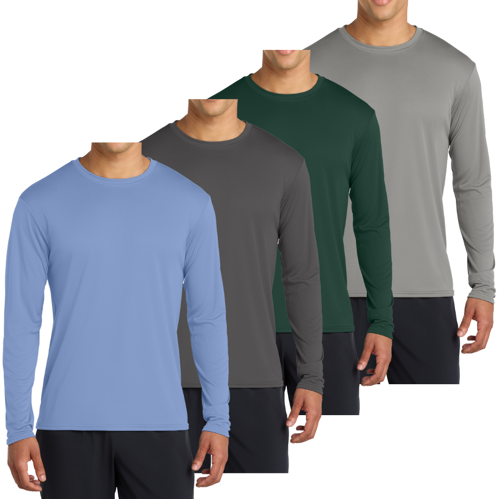 4-Pack Men's Long Sleeve Quick-Dry Performance T-shirts – UPF 50 Sun Protection
