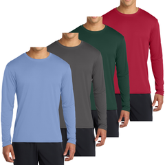 4-Pack Men's Long Sleeve Quick-Dry Performance T-shirts – UPF 50 Sun Protection