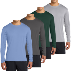 4-Pack Long Sleeve Quick-Dry Moisture Wicking Sun Protection T-shirts