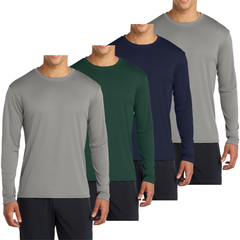 4-Pack Men's Long Sleeve Quick-Dry Performance T-shirts – UPF 50 Sun Protection