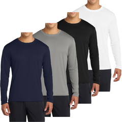 4-Pack Men's Long Sleeve Quick-Dry Performance T-shirts – UPF 50 Sun Protection