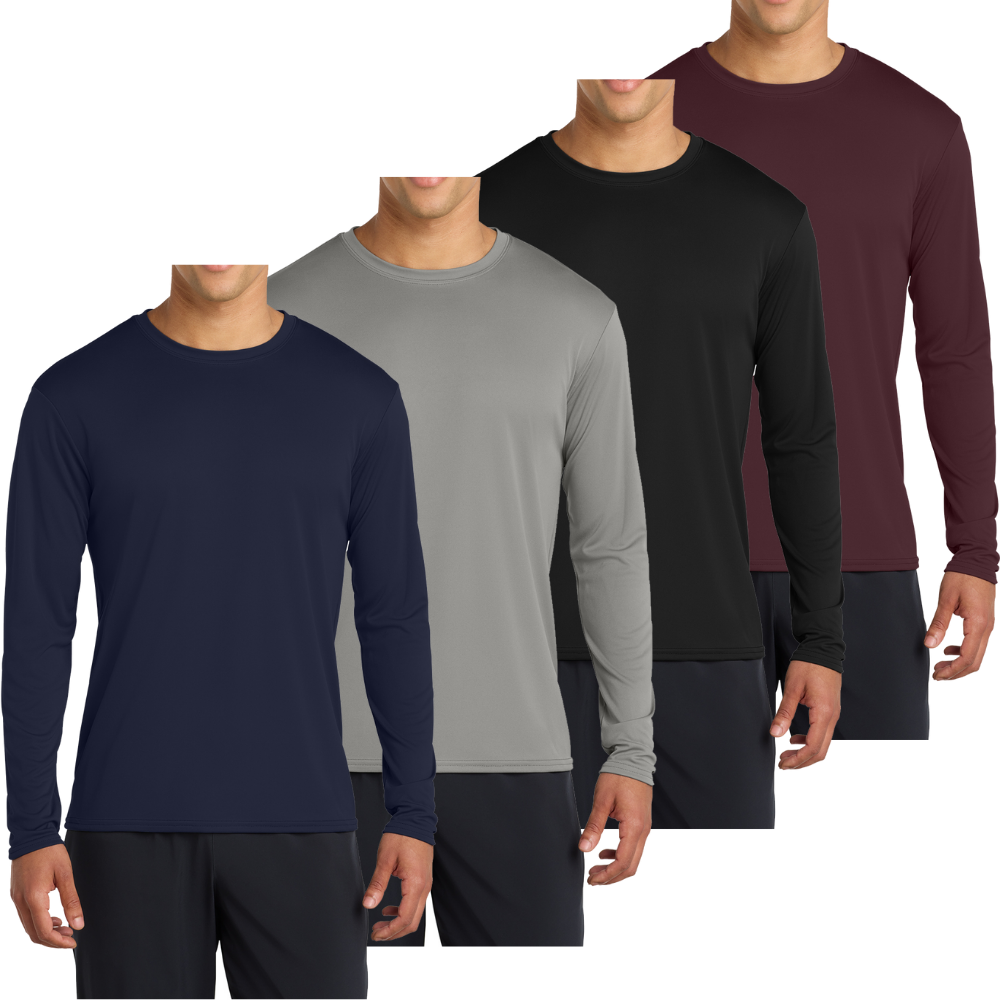 4-Pack Long Sleeve Quick-Dry Moisture Wicking Sun Protection T-shirts