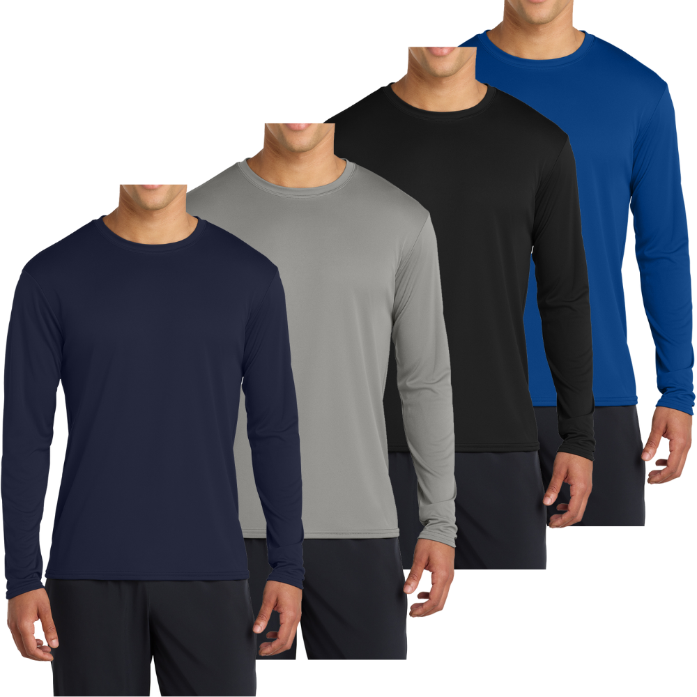 Men’s Casual UPF 50 Long Sleeve Performance T-Shirt Pack of 4