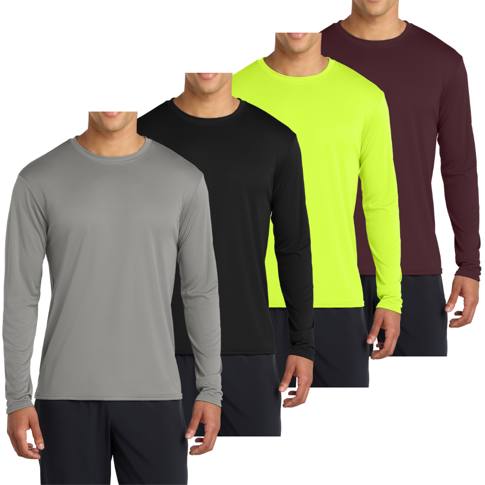 Men’s Casual UPF 50 Long Sleeve Performance T-Shirt Pack of 4