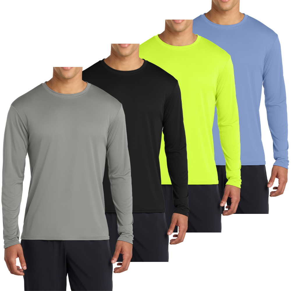 Men’s Casual UPF 50 Long Sleeve Performance T-Shirt Pack of 4