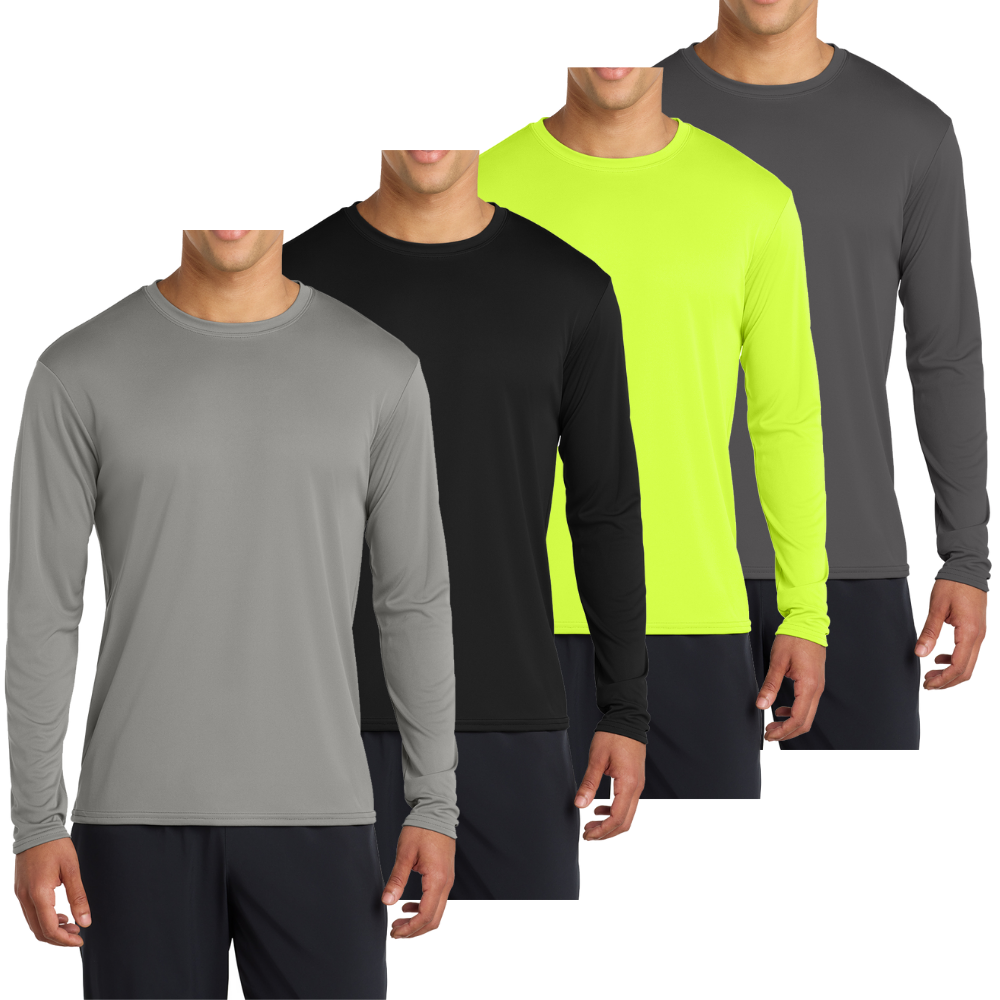 Men’s Casual UPF 50 Long Sleeve Performance T-Shirt Pack of 4