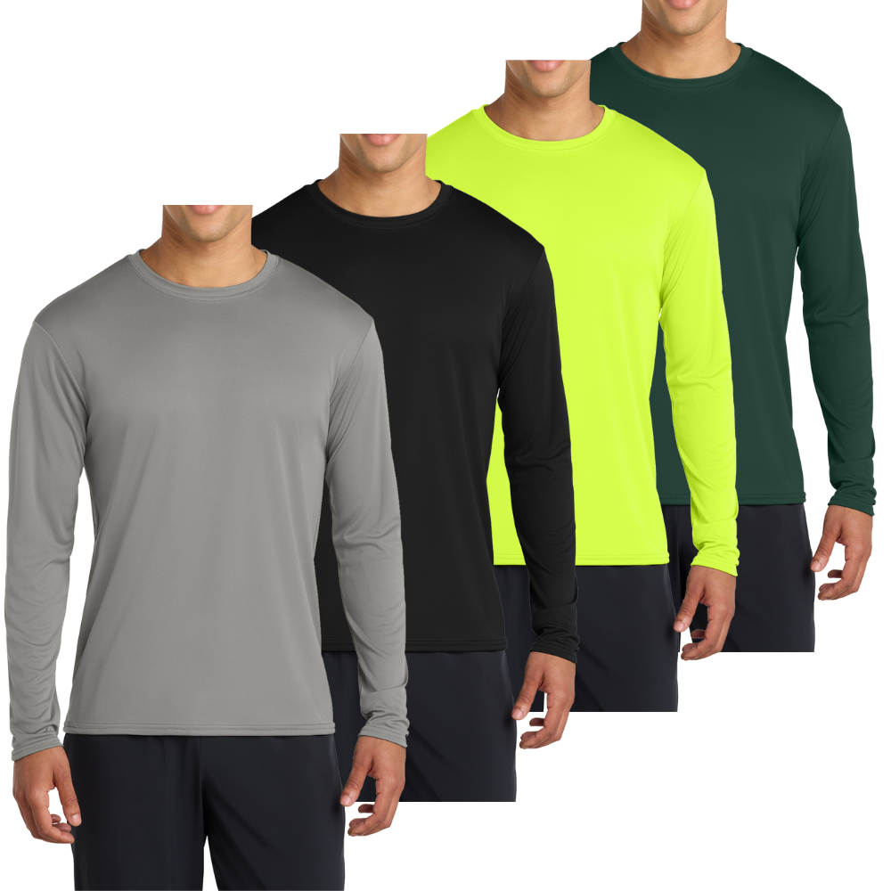 Men’s Casual UPF 50 Long Sleeve Performance T-Shirt Pack of 4