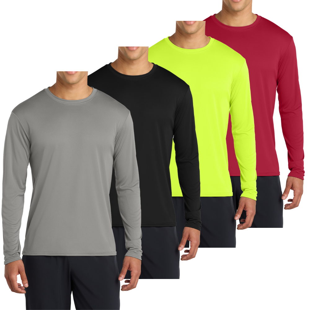 Men’s Casual UPF 50 Long Sleeve Performance T-Shirt Pack of 4
