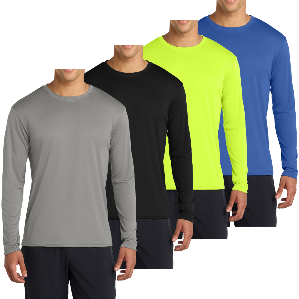 Men’s Casual UPF 50 Long Sleeve Performance T-Shirt Pack of 4