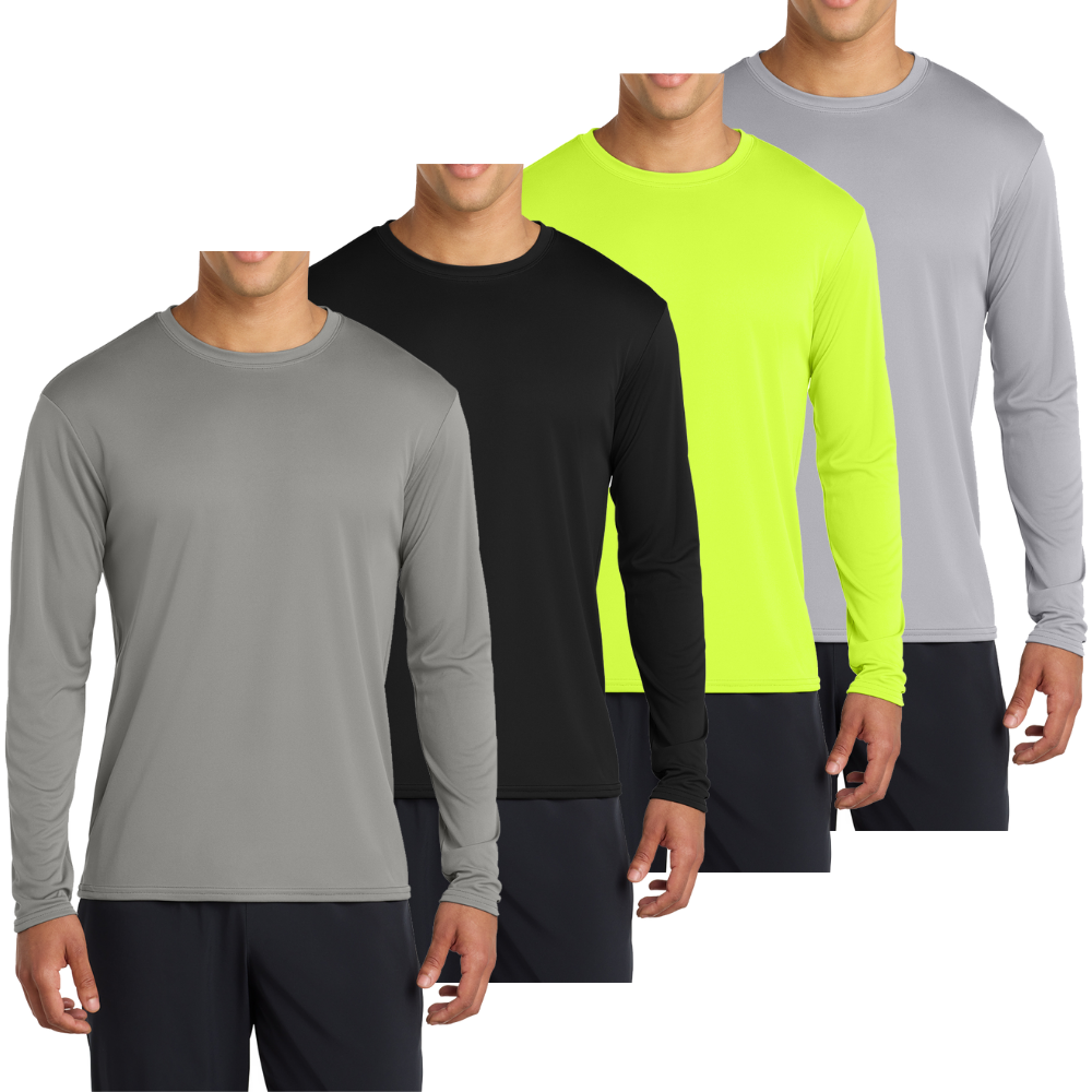 Men’s Casual UPF 50 Long Sleeve Performance T-Shirt Pack of 4