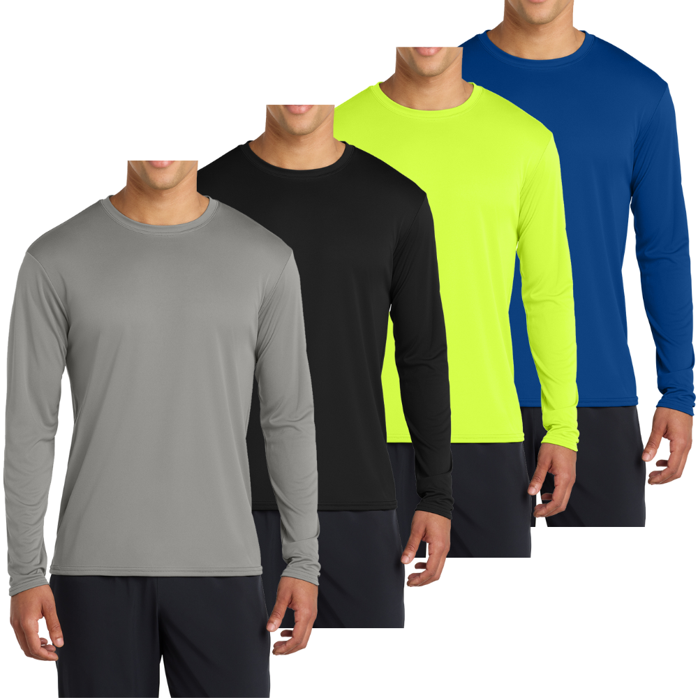 Men’s Casual UPF 50 Long Sleeve Performance T-Shirt Pack of 4