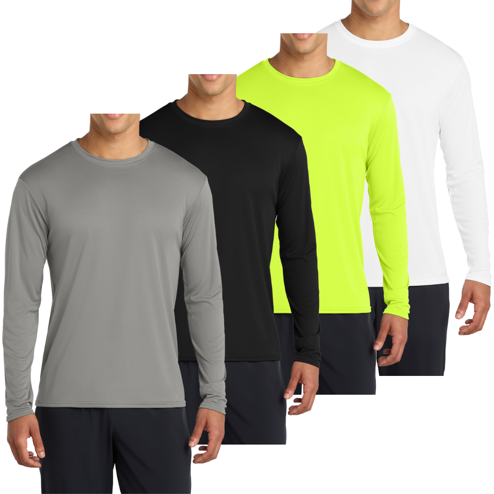 Men’s Casual UPF 50 Long Sleeve Performance T-Shirt Pack of 4