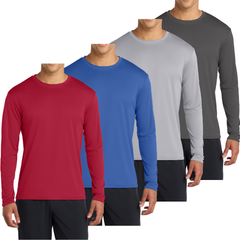 4-Pack Long Sleeve Quick-Dry Moisture Wicking Sun Protection T-shirts
