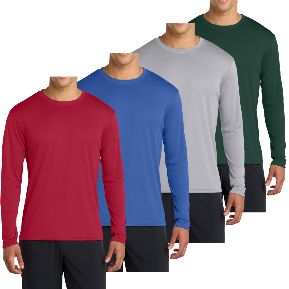 4-Pack Long Sleeve Quick-Dry Moisture Wicking Sun Protection T-shirts
