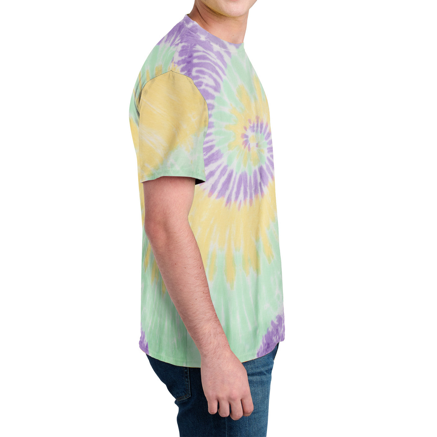 Men's Tie-Dye Tee - Mint Rainbow - Side