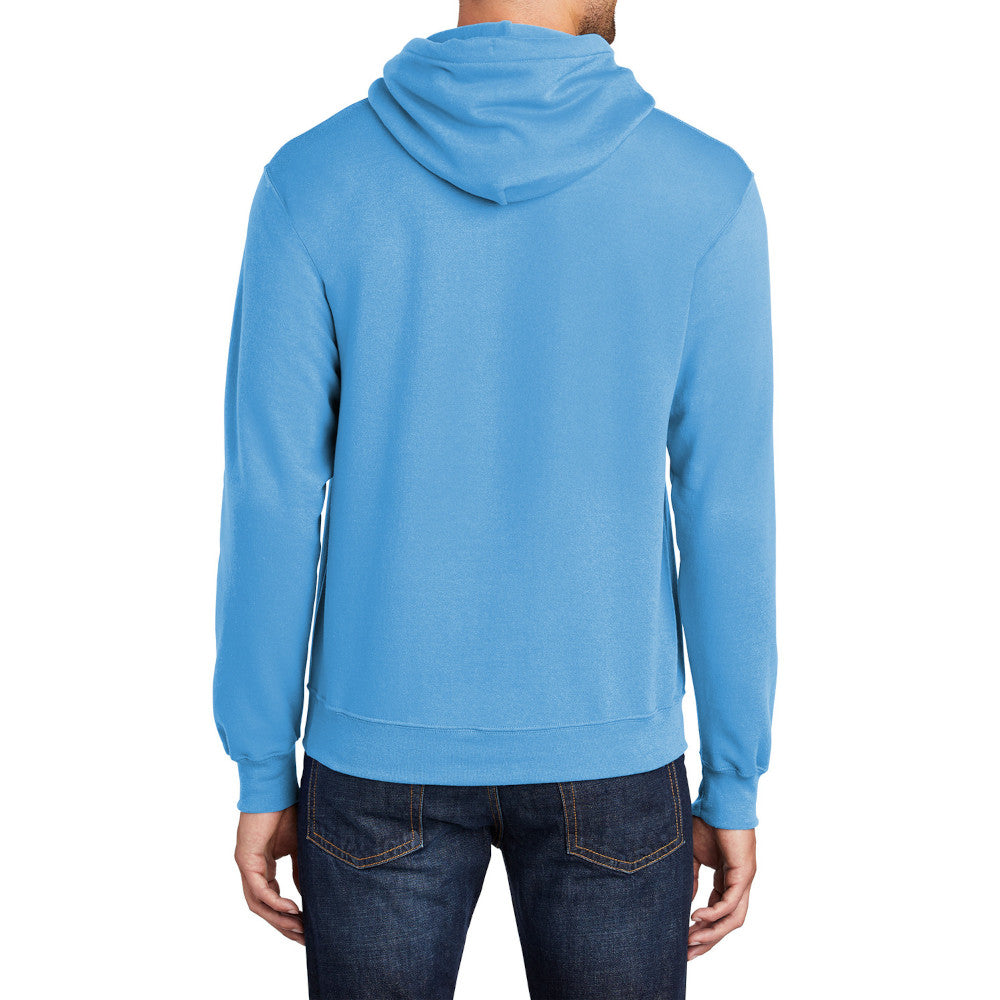 Men's Core Fleece Pullover Hooded Sweatshirt Cozy Cotton Poly Fleece with Air Jet Yarn Softness and Two-Ply Hood-Aquatic Blue