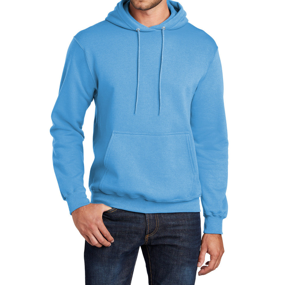 Men's Core Fleece Pullover Hooded Sweatshirt Cozy Cotton Poly Fleece with Air Jet Yarn Softness and Two-Ply Hood-Aquatic Blue