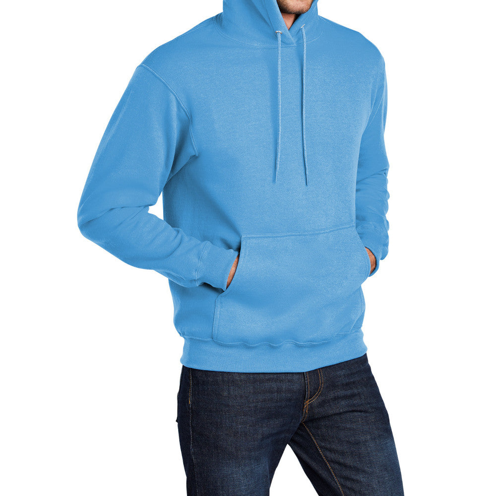 Men's Core Fleece Pullover Hooded Sweatshirt Cozy Cotton Poly Fleece with Air Jet Yarn Softness and Two-Ply Hood-Aquatic Blue
