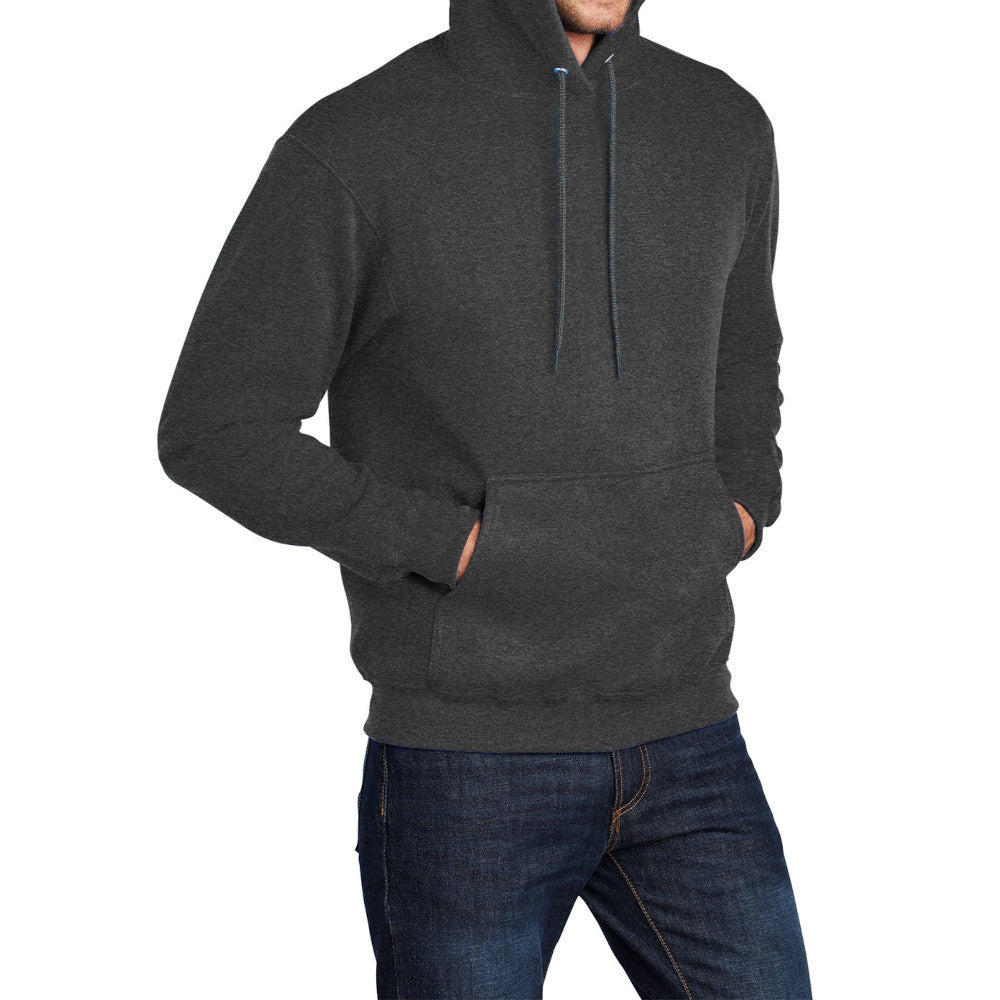 Men's Core Fleece Pullover Hooded Sweatshirt Cozy Cotton Poly Fleece with Air Jet Yarn Softness and Two-Ply Hood-Black Heather