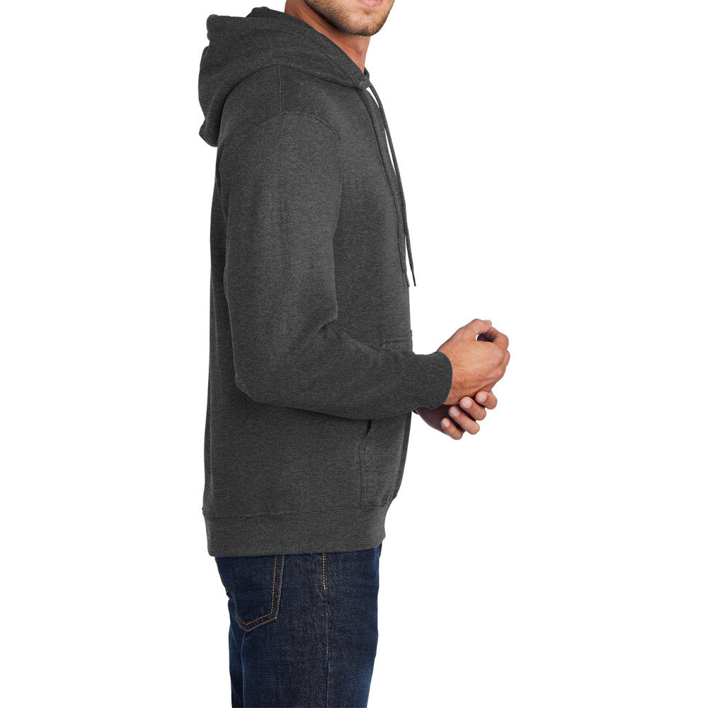 Men's Core Fleece Pullover Hooded Sweatshirt Cozy Cotton Poly Fleece with Air Jet Yarn Softness and Two-Ply Hood-Black Heather