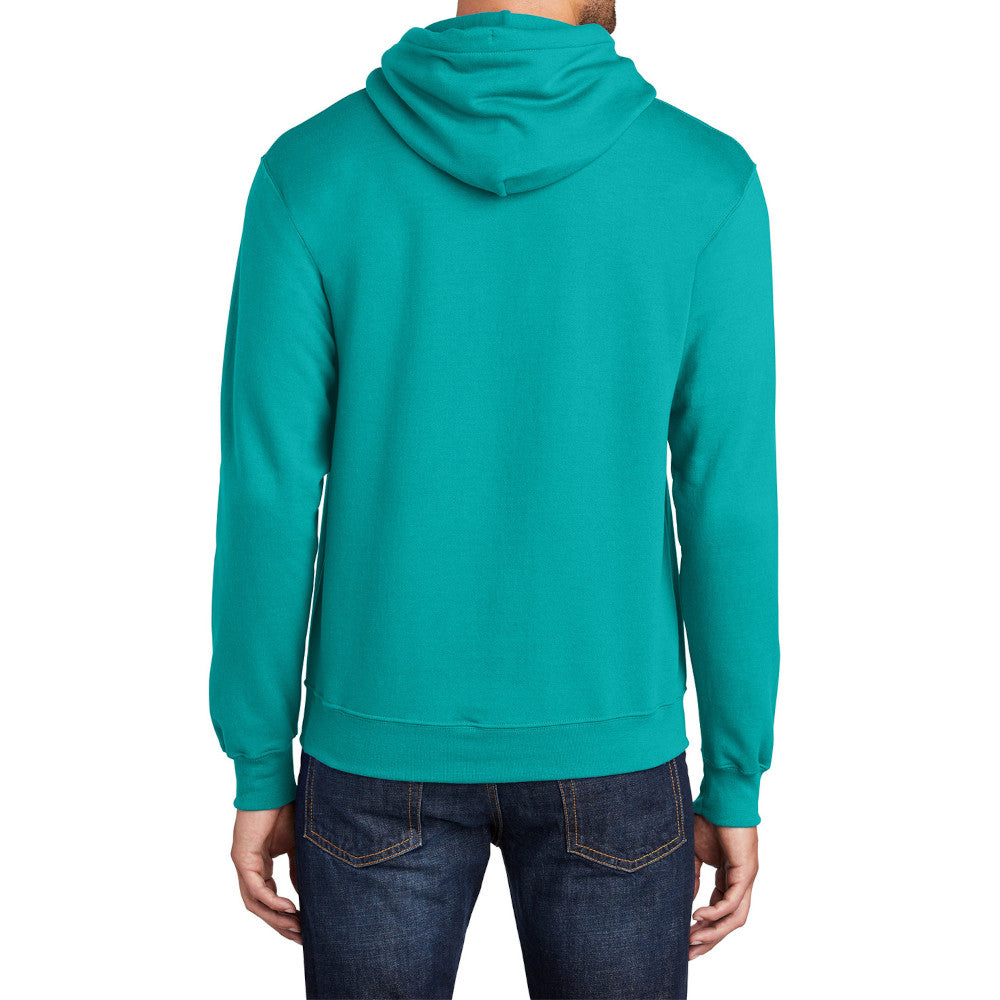 Men's Core Fleece Pullover Hooded Sweatshirt Cozy Cotton Poly Fleece with Air Jet Yarn Softness and Two-Ply Hood-Bright Aqua