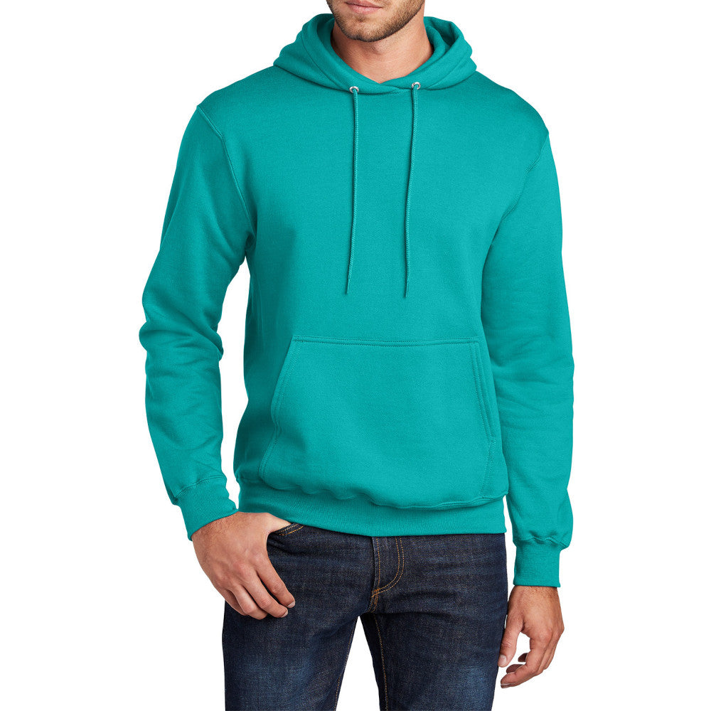 Men's Core Fleece Pullover Hooded Sweatshirt Cozy Cotton Poly Fleece with Air Jet Yarn Softness and Two-Ply Hood-Bright Aqua