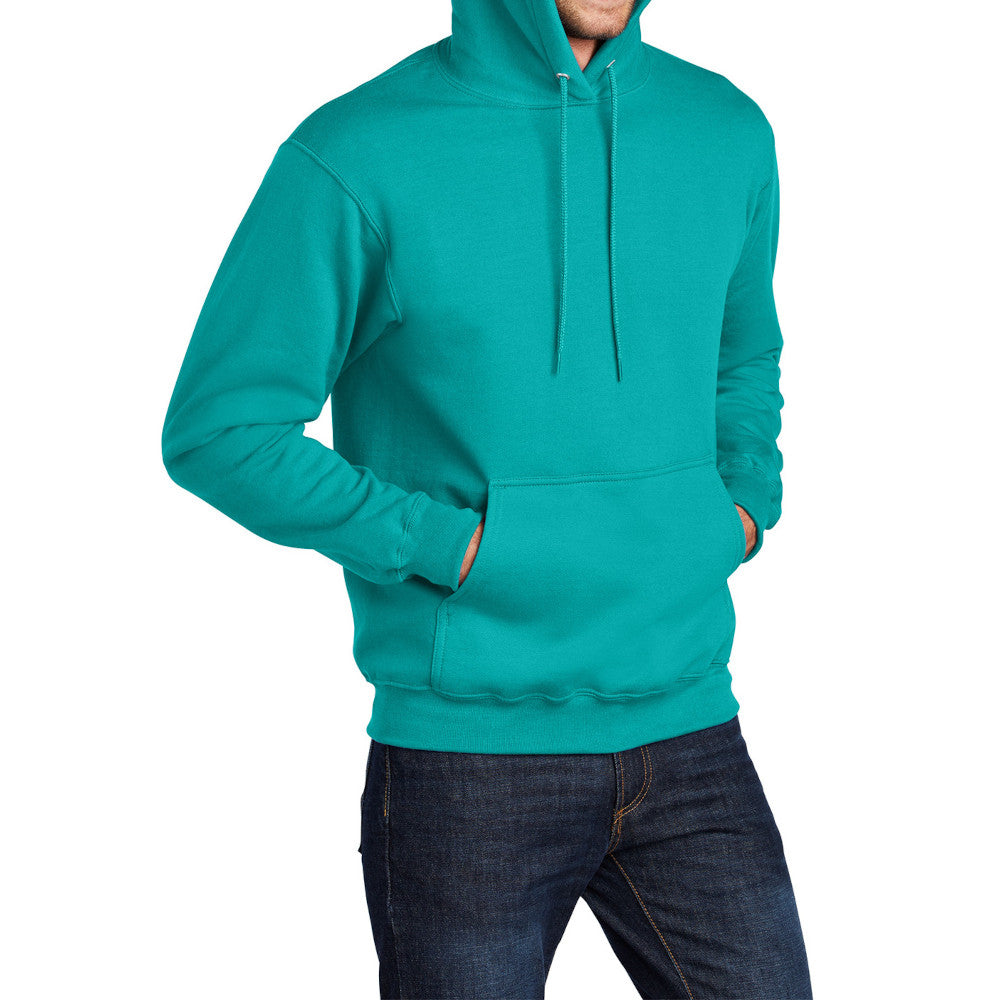 Men's Core Fleece Pullover Hooded Sweatshirt Cozy Cotton Poly Fleece with Air Jet Yarn Softness and Two-Ply Hood-Bright Aqua