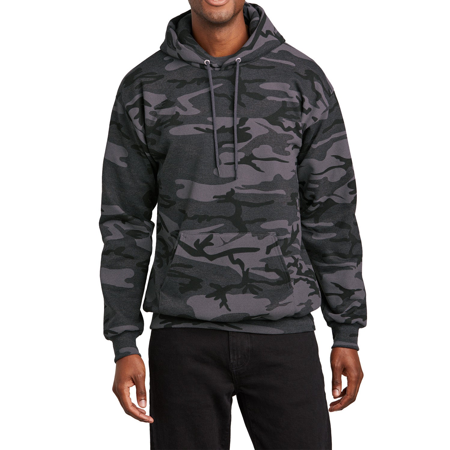 Mafoose Men's Core Fleece Classic Camo Pullover Hooded Sweatshirt Black Heather Camo