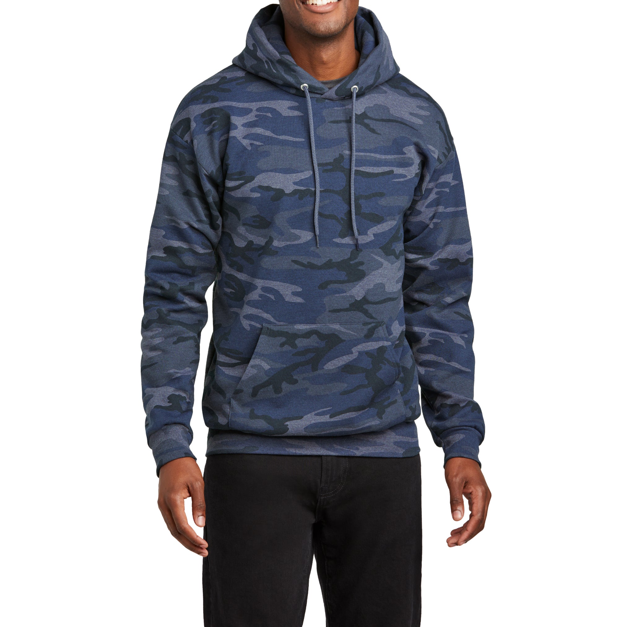 Mafoose Men's Core Fleece Classic Camo Pullover Hooded Sweatshirt Heather Navy Camo