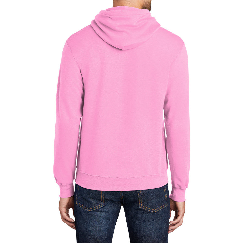 Men's Core Fleece Pullover Hooded Sweatshirt Cozy Cotton Poly Fleece with Air Jet Yarn Softness and Two-Ply Hood-Candy Pink