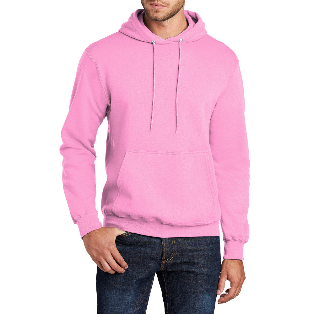 Men's Core Fleece Pullover Hooded Sweatshirt Cozy Cotton Poly Fleece with Air Jet Yarn Softness and Two-Ply Hood-Candy Pink