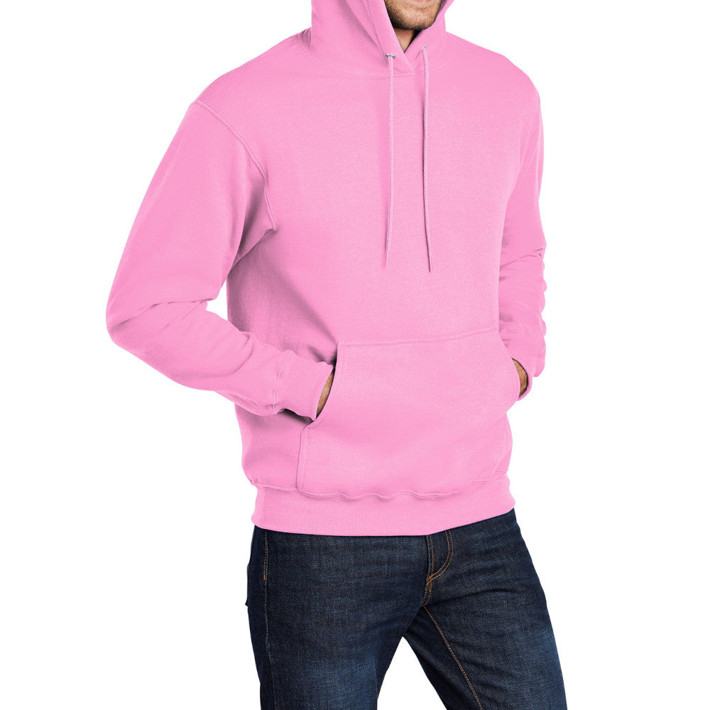 Men's Core Fleece Pullover Hooded Sweatshirt Cozy Cotton Poly Fleece with Air Jet Yarn Softness and Two-Ply Hood-Candy Pink