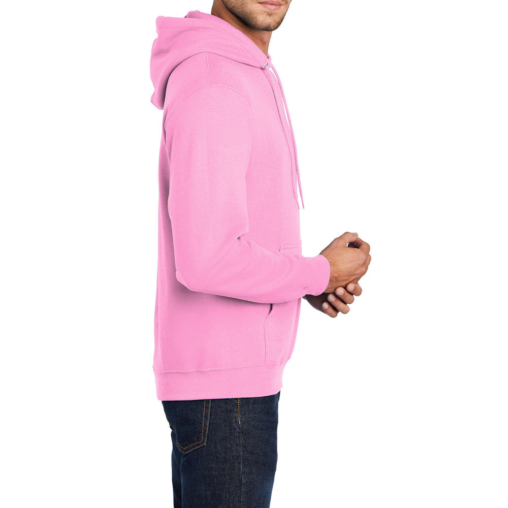 Men's Core Fleece Pullover Hooded Sweatshirt Cozy Cotton Poly Fleece with Air Jet Yarn Softness and Two-Ply Hood-Candy Pink