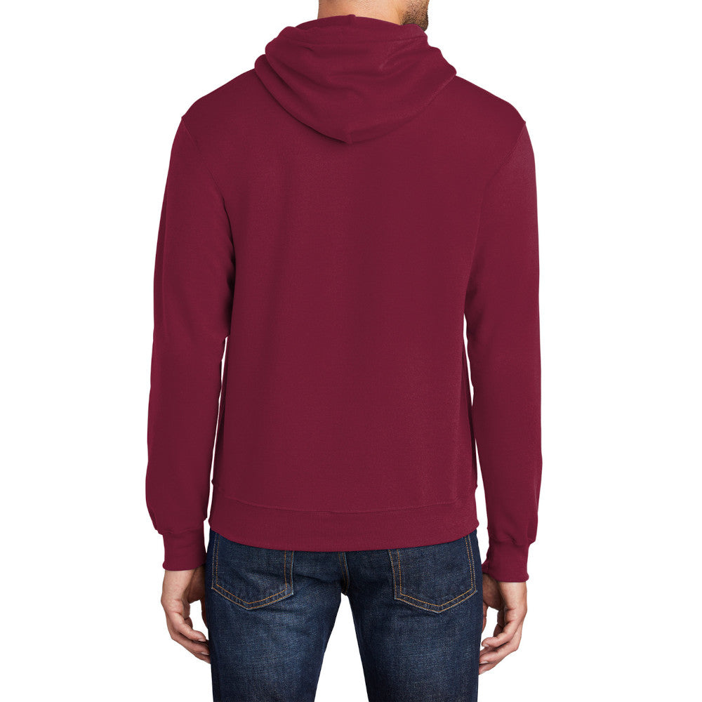 Men's Core Fleece Pullover Hooded Sweatshirt Cozy Cotton Poly Fleece with Air Jet Yarn Softness and Two-Ply Hood-Cardinal