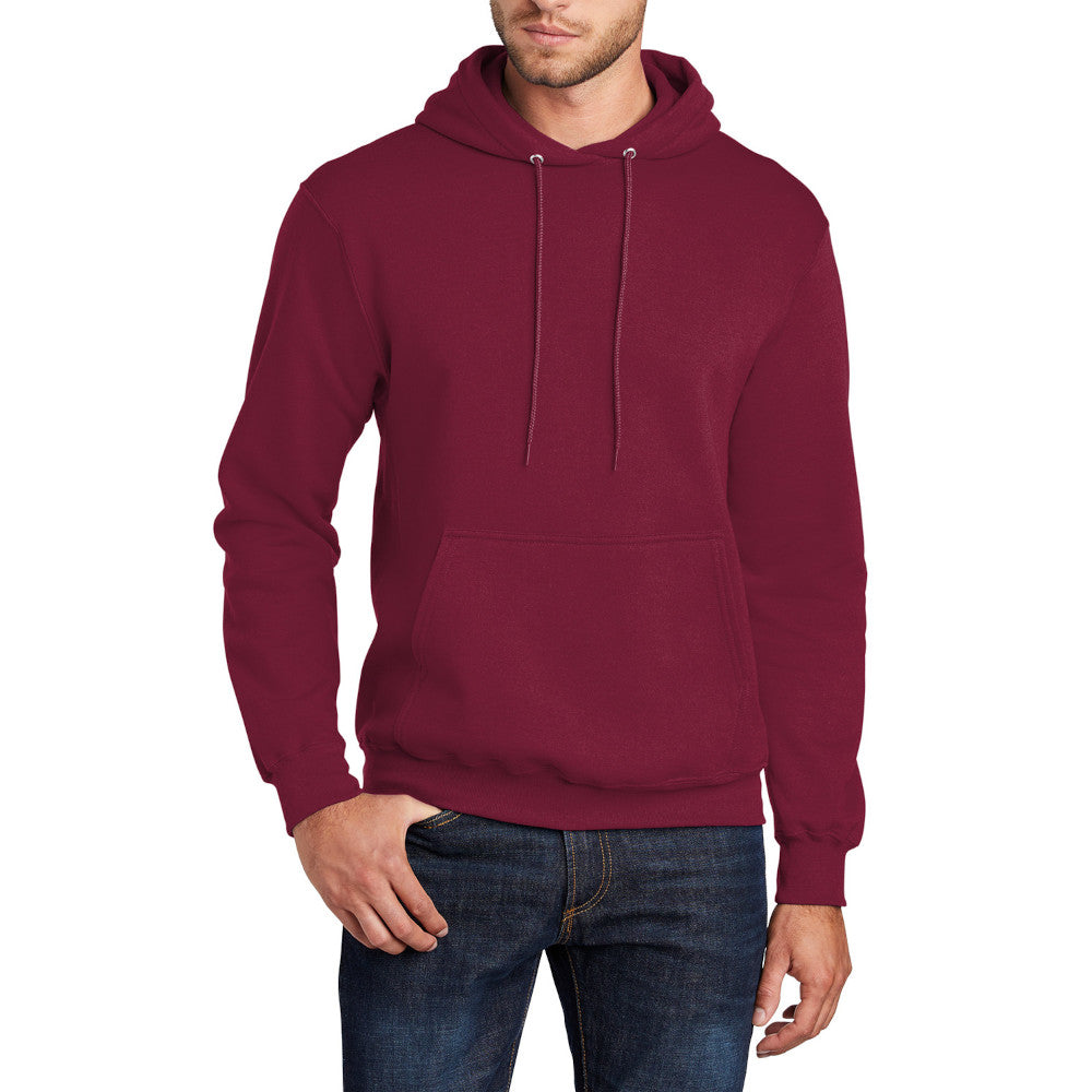 Men's Core Fleece Pullover Hooded Sweatshirt Cozy Cotton Poly Fleece with Air Jet Yarn Softness and Two-Ply Hood-Cardinal