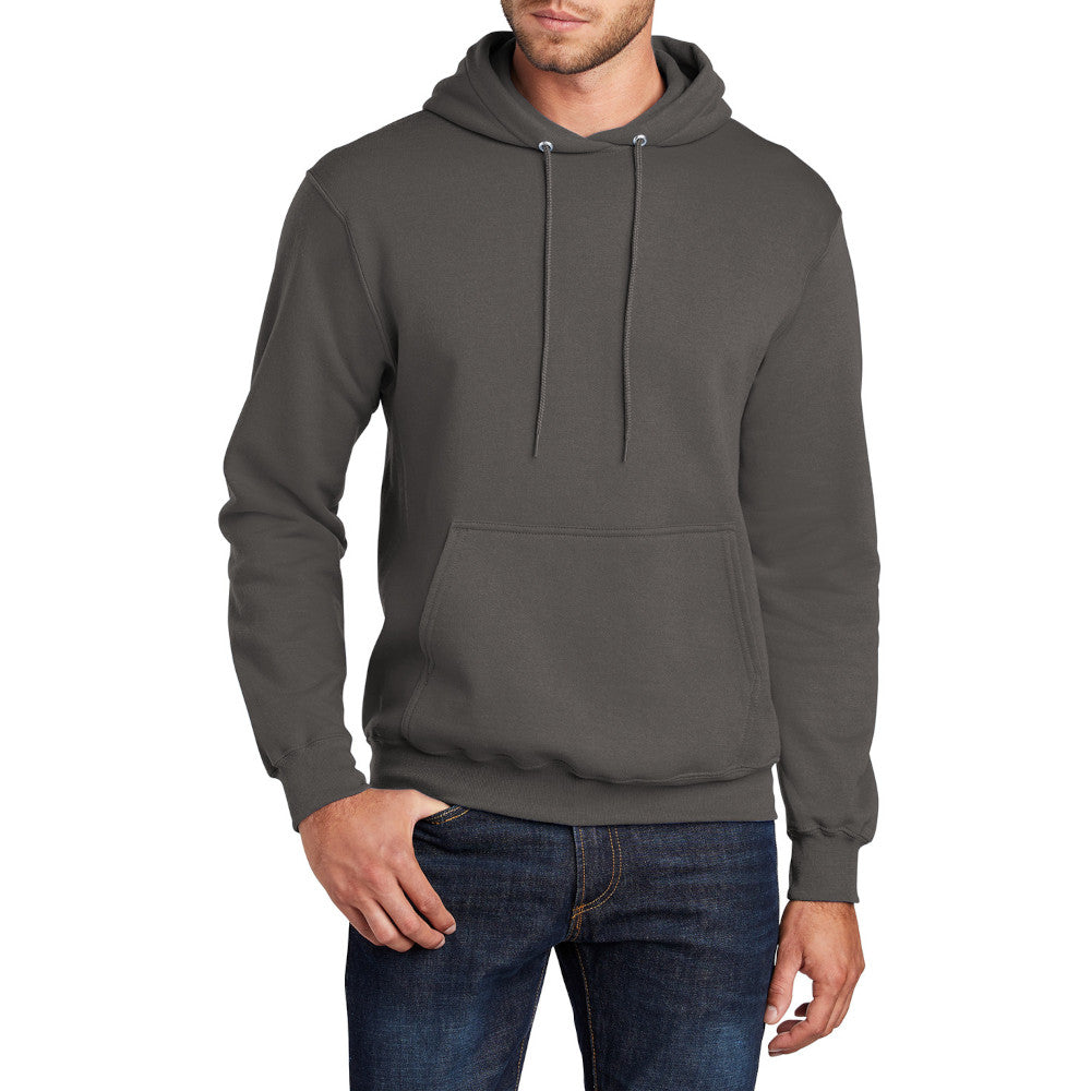Men's Core Fleece Pullover Hooded Sweatshirt Cozy Cotton Poly Fleece with Air Jet Yarn Softness and Two-Ply Hood-Charcoal