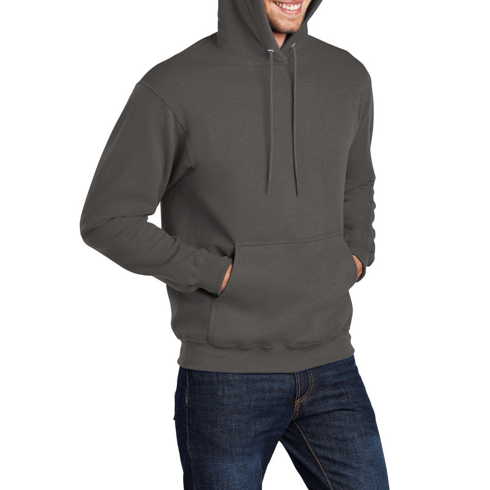 Men's Core Fleece Pullover Hooded Sweatshirt Cozy Cotton Poly Fleece with Air Jet Yarn Softness and Two-Ply Hood-Charcoal