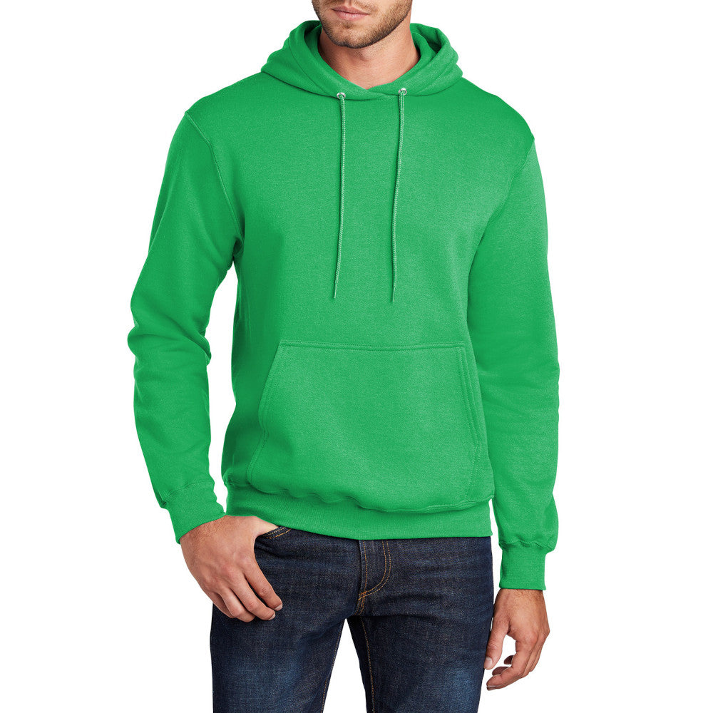 Men's Core Fleece Pullover Hooded Sweatshirt Cozy Cotton Poly Fleece with Air Jet Yarn Softness and Two-Ply Hood-Clover Green