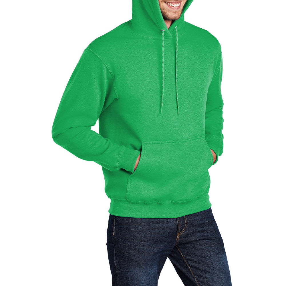Men's Core Fleece Pullover Hooded Sweatshirt Cozy Cotton Poly Fleece with Air Jet Yarn Softness and Two-Ply Hood-Clover Green