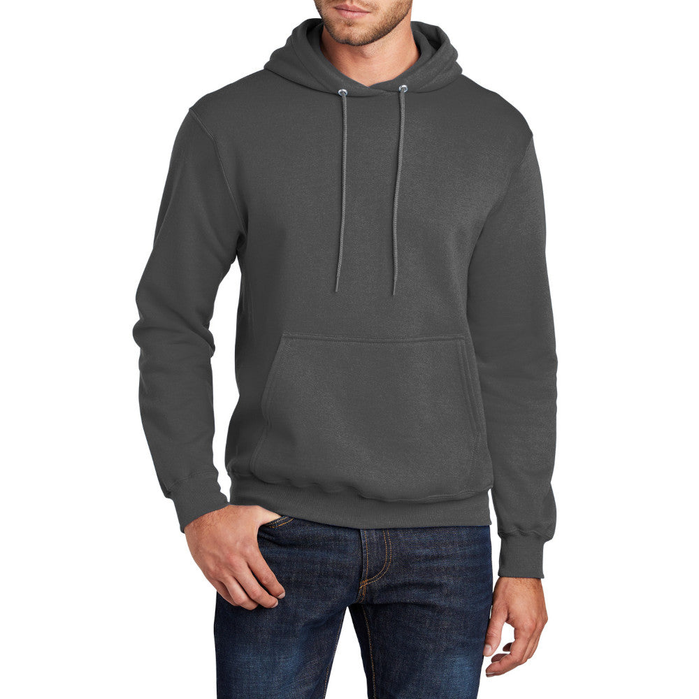 Men's Core Fleece Pullover Hooded Sweatshirt Cozy Cotton Poly Fleece with Air Jet Yarn Softness and Two-Ply Hood-Coal Grey
